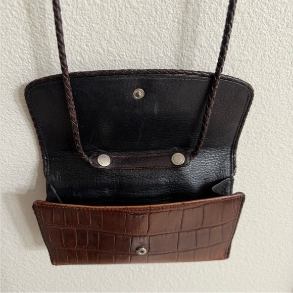 Brighton Convertible Croc Leather Crossbody Organizer Bag Wallet Brown - Picture 5 of 13